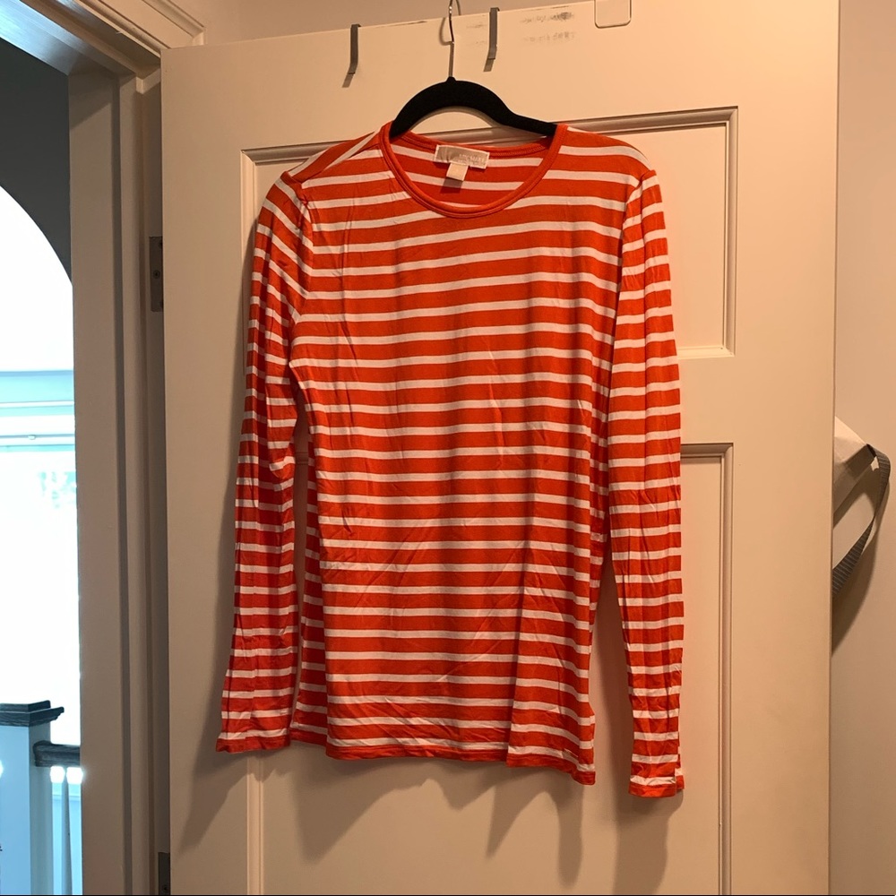 Michael Kors orange striped long sleeve shirt